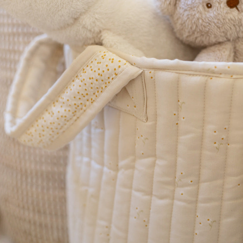 Avery Row Large Quilted Storage Basket - Wild Chamomile/Daisy Meadow