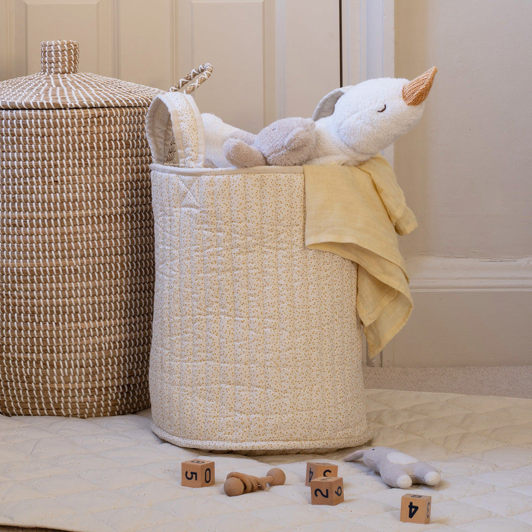 Avery Row Large Quilted Storage Basket - Wild Chamomile/Daisy Meadow