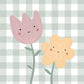 The Little Jones Happy Flowers Print - Green Gingham