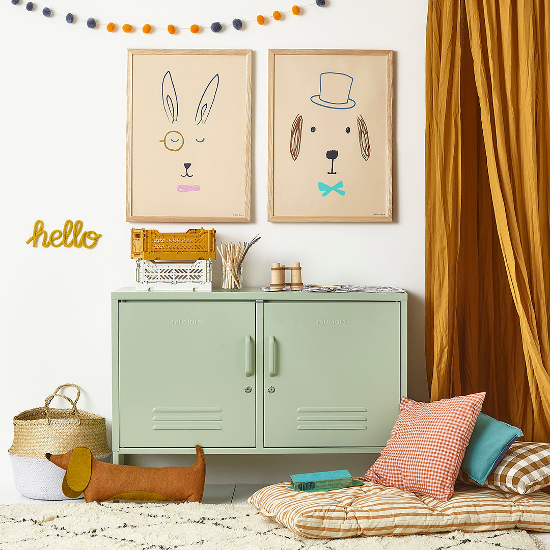 Bruno Dog Kids Art Print by Hibou Home