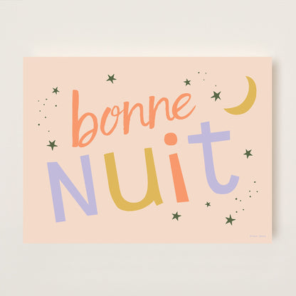 Bonne Nuit Kids Art Print by Hibou Home