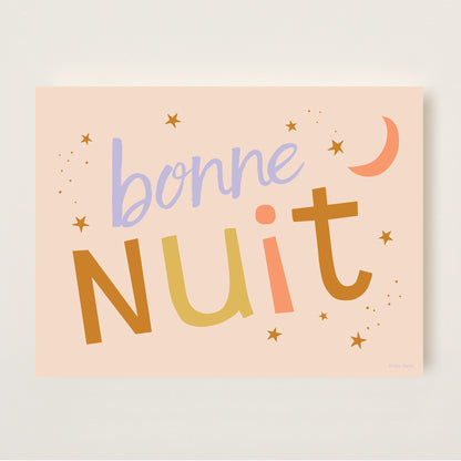 Bonne Nuit Kids Art Print by Hibou Home
