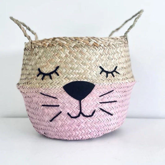 Bellybambino Pink Bottom Eyelash Whiskers Seagrass Basket - Large