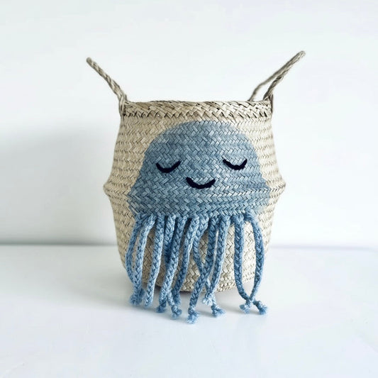 Bellybambino Blue Jellyfish Seagrass Basket - Small