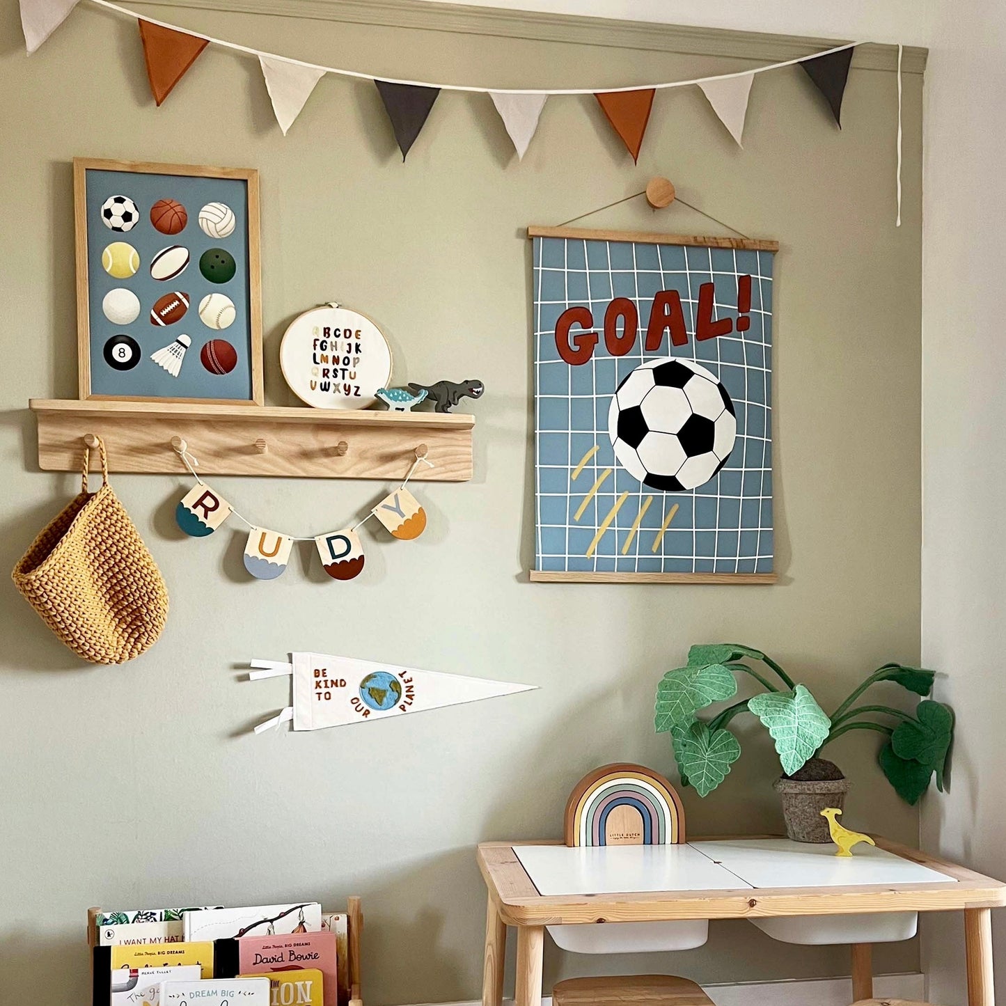 Kid of the Village Sports Balls Art Print - Blue