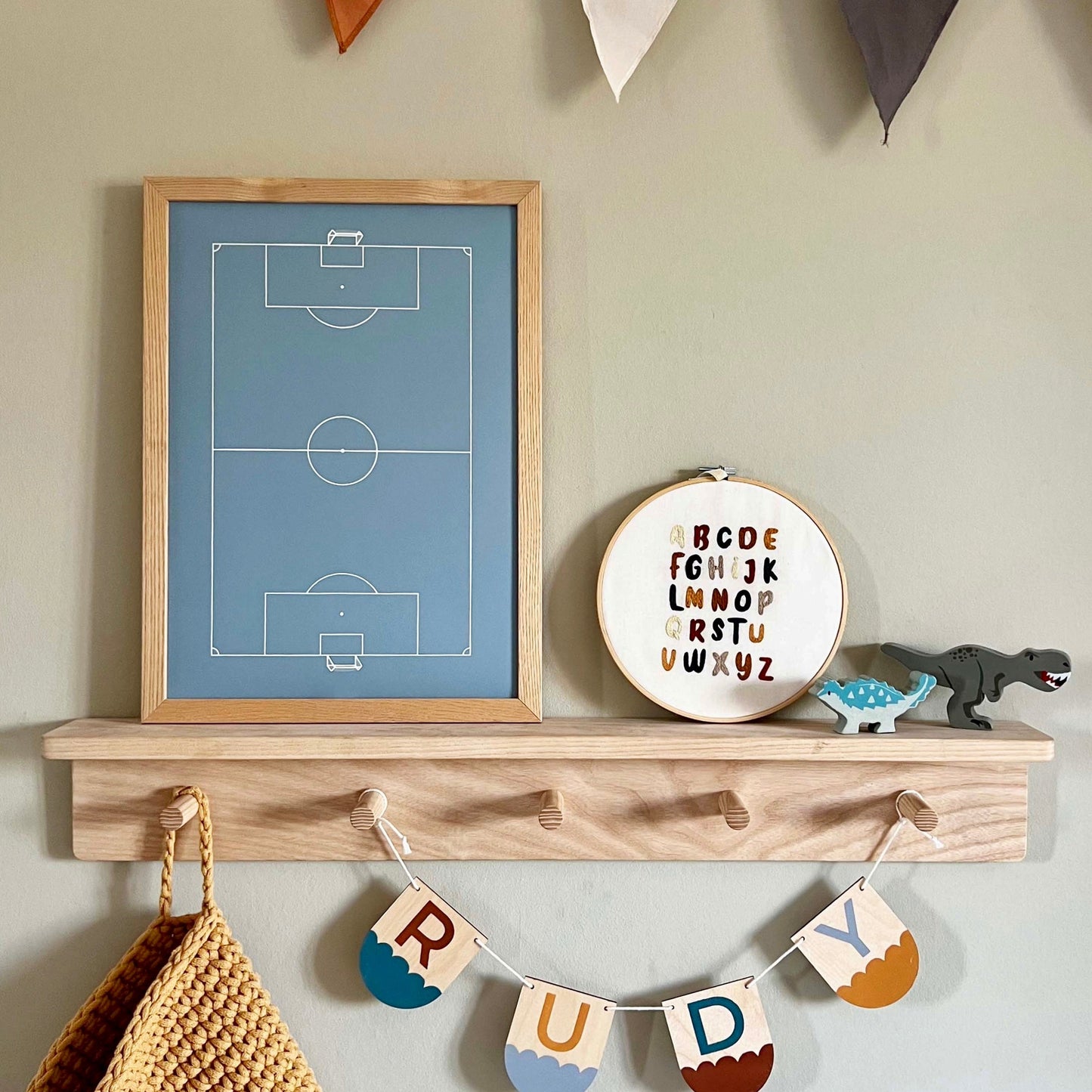 Kid of the Village Football Pitch Art Print - Blue