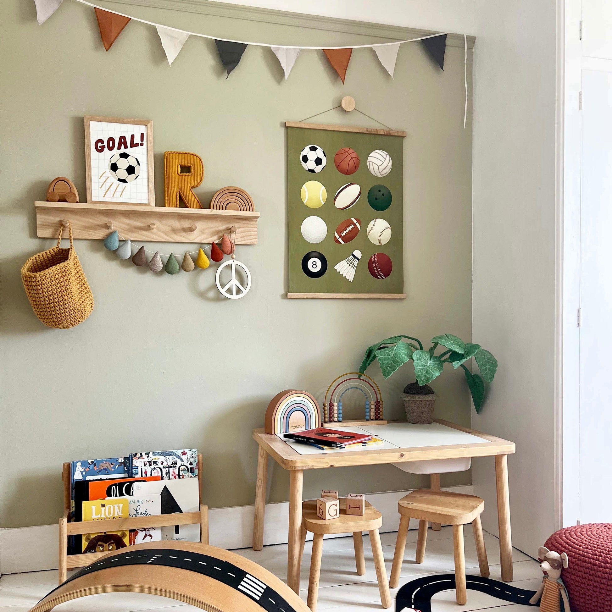 Kid of the Village Sports Balls Art Print - Green