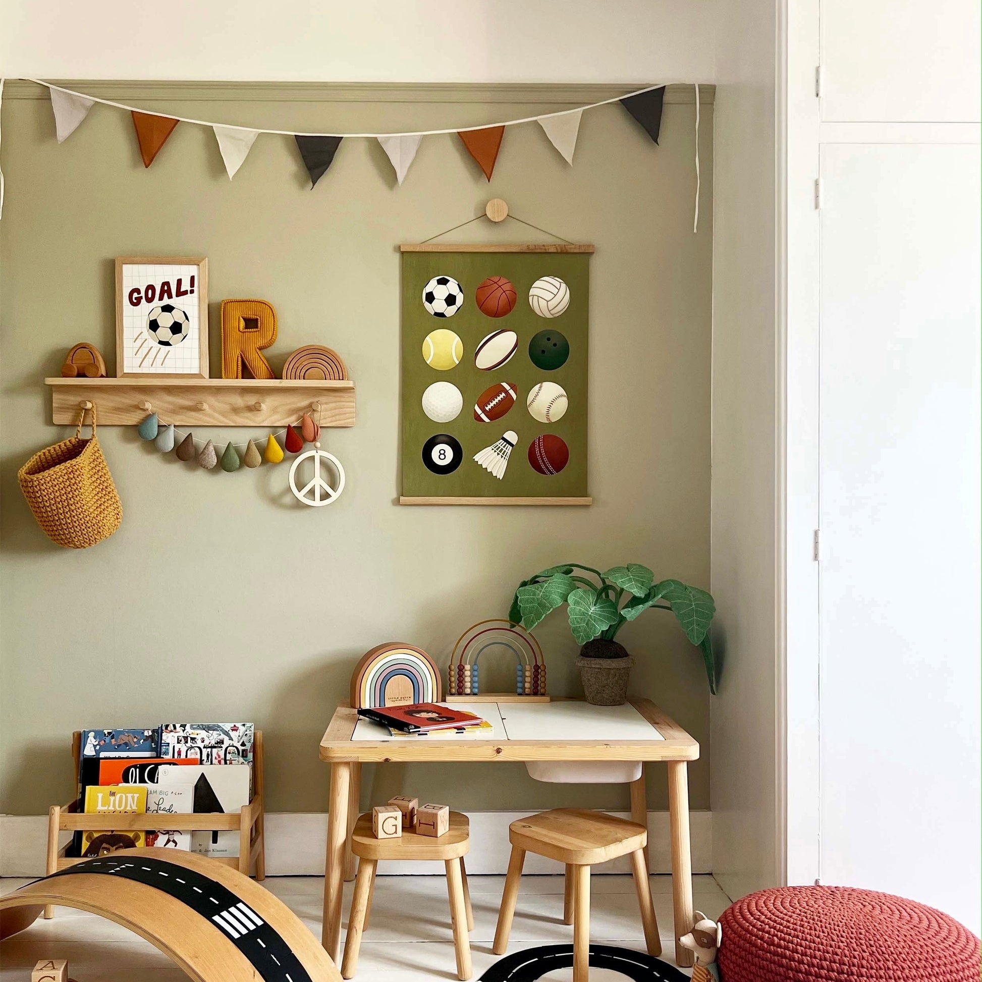 Kid of the Village Sports Balls Art Print - Green