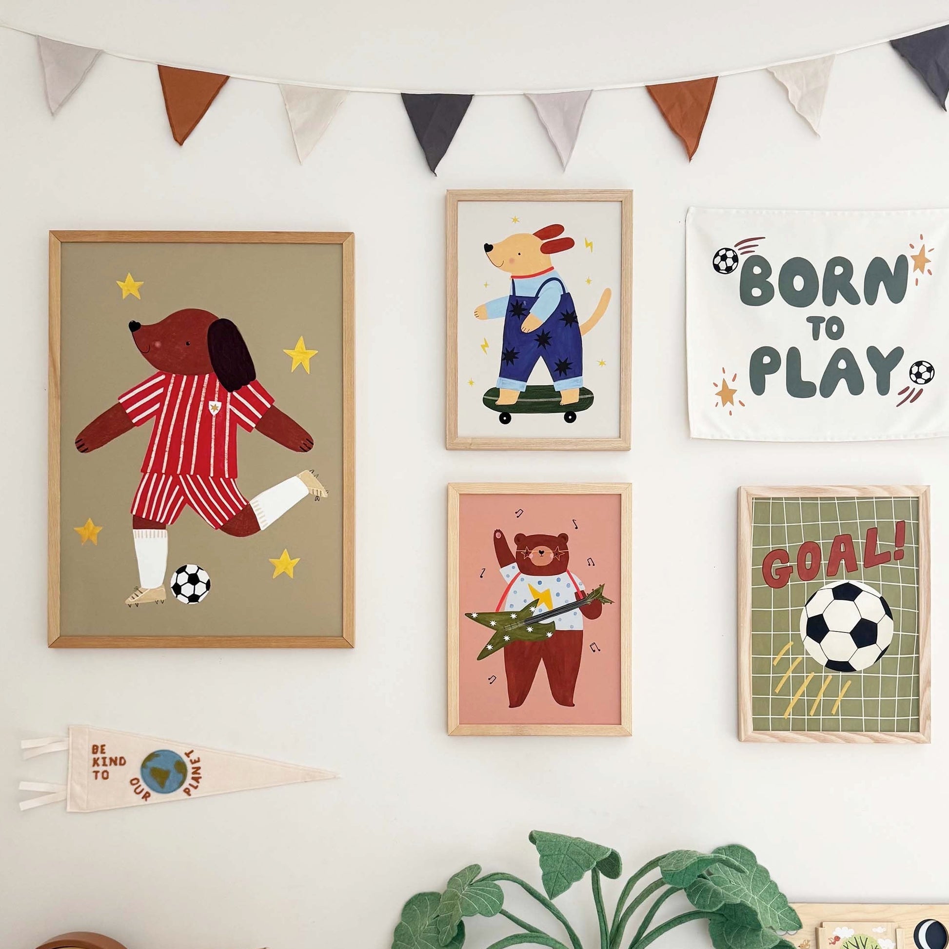 Kid of the Village Footie Pup Art Print - Red Stripe