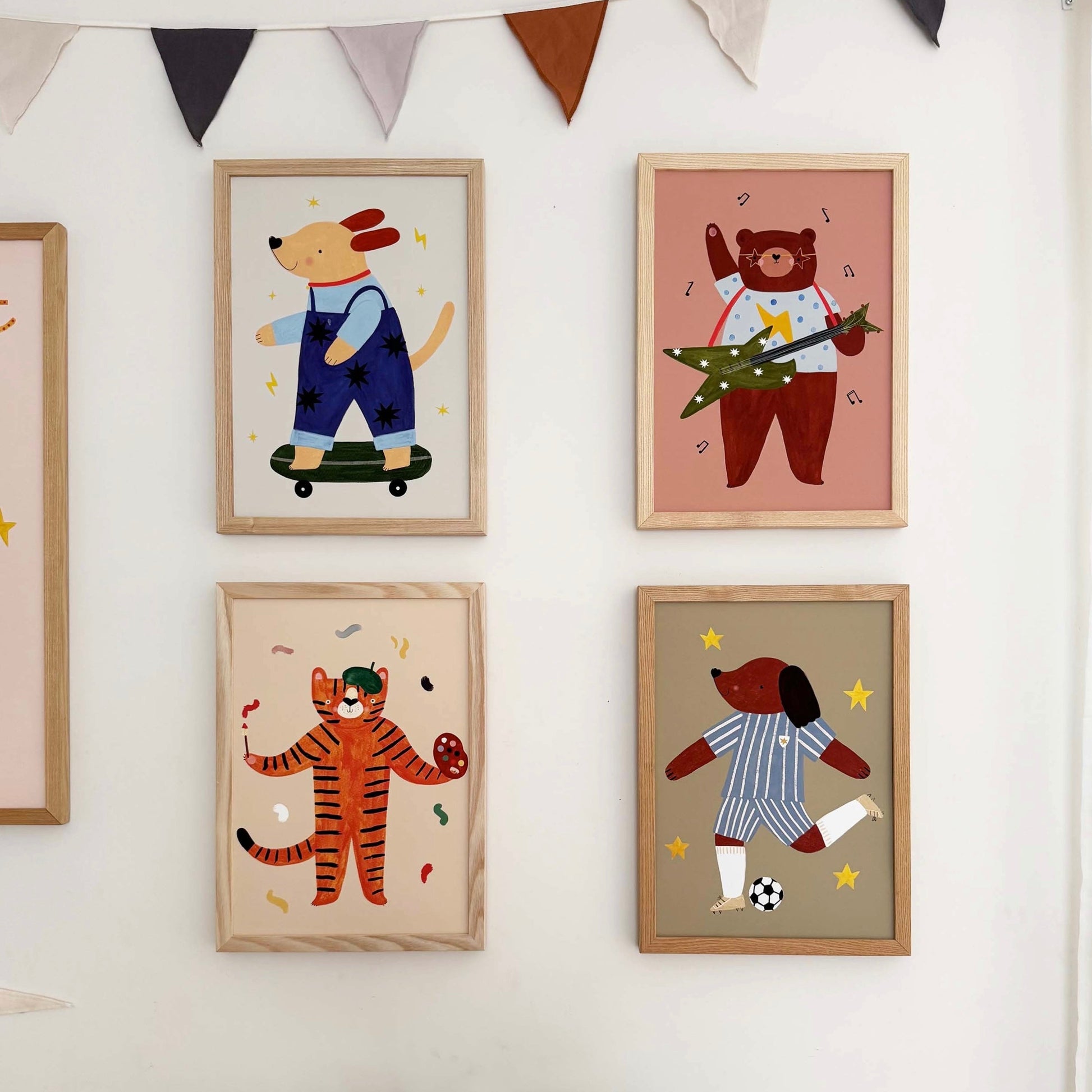 Kid of the Village Footie Pup Art Print - Blue Stripes