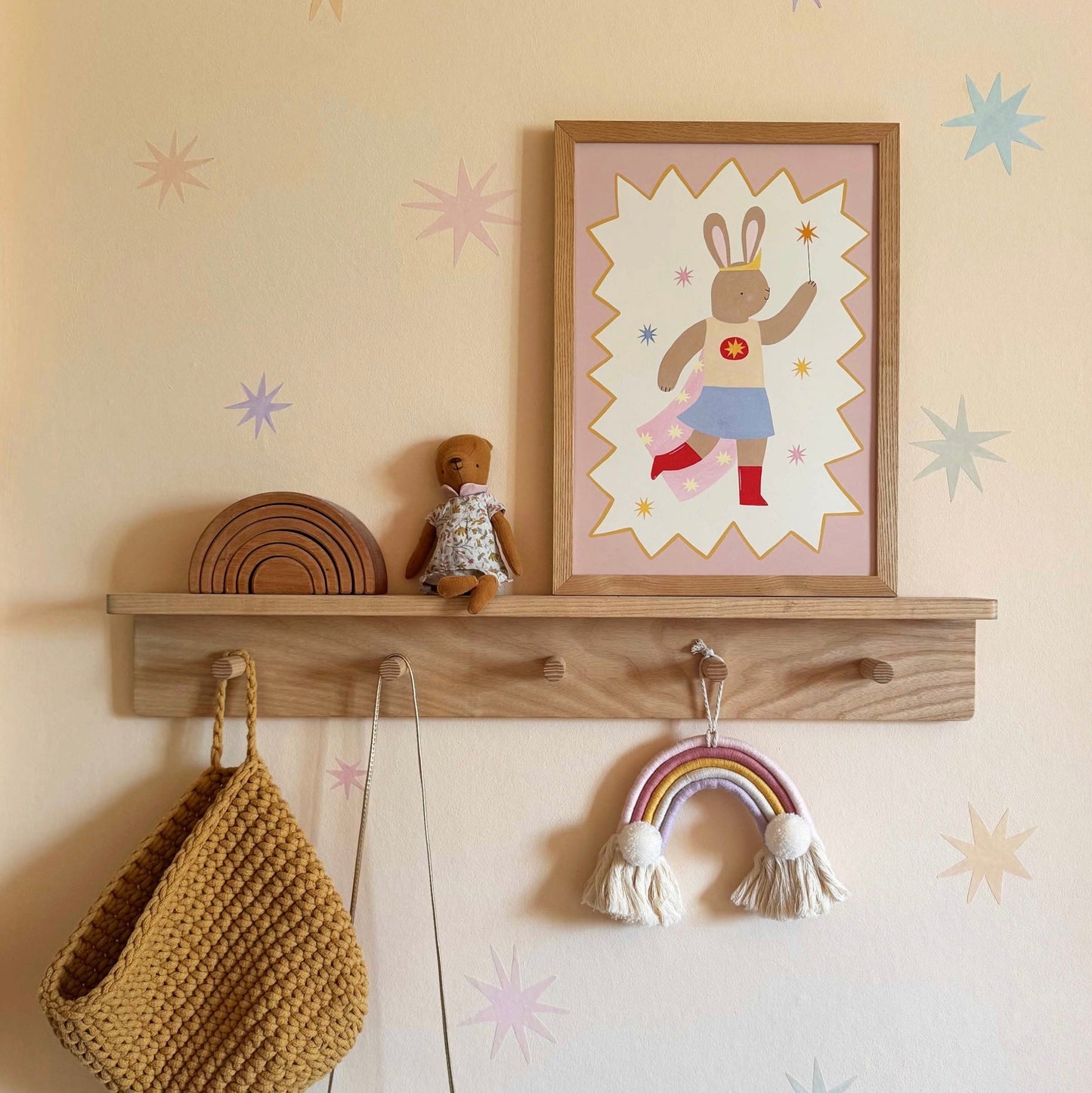 Kid of the Village Star Bunny Superhero Art Print