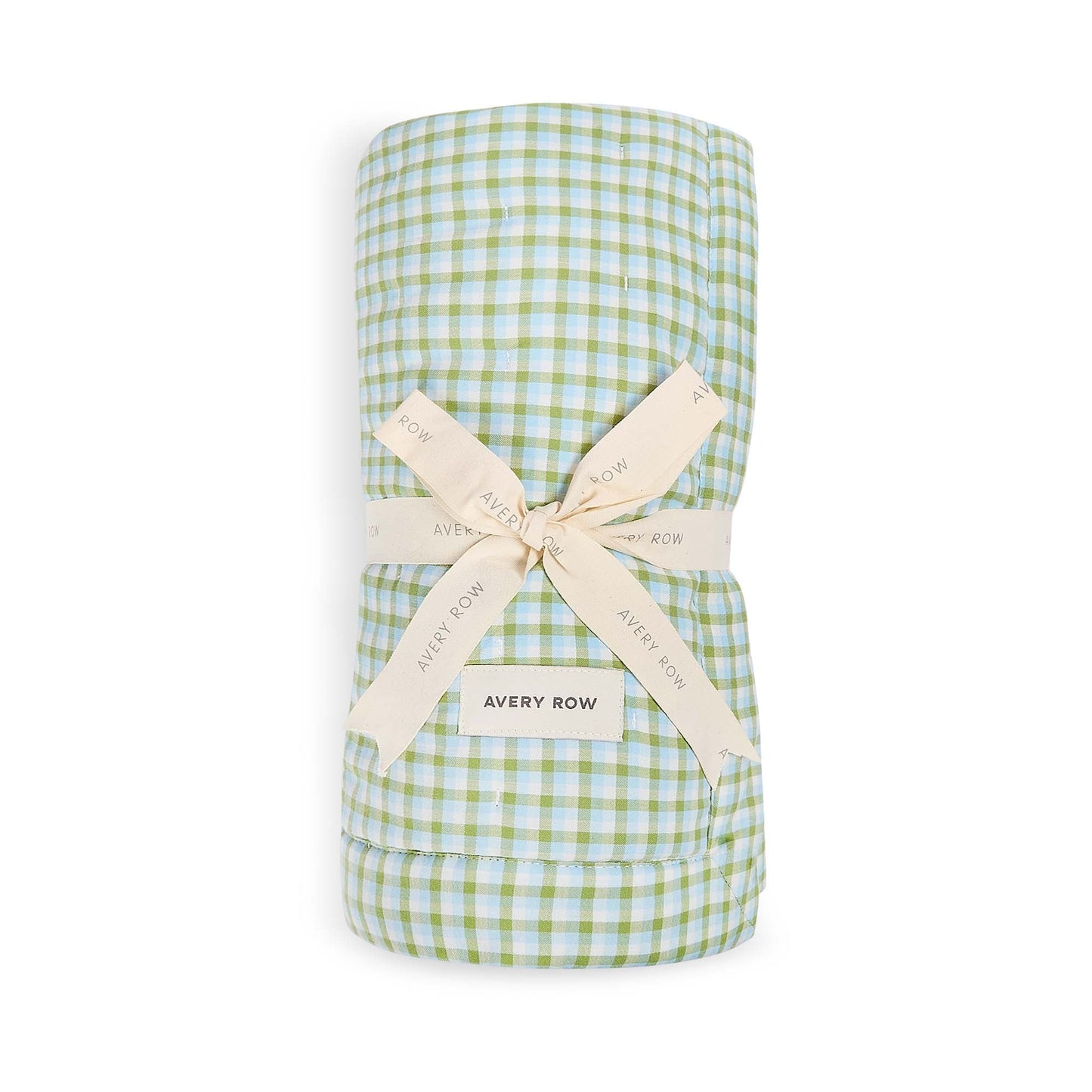 Avery Row Organic Quilted Single Bedspread - Greenhouse Gingham