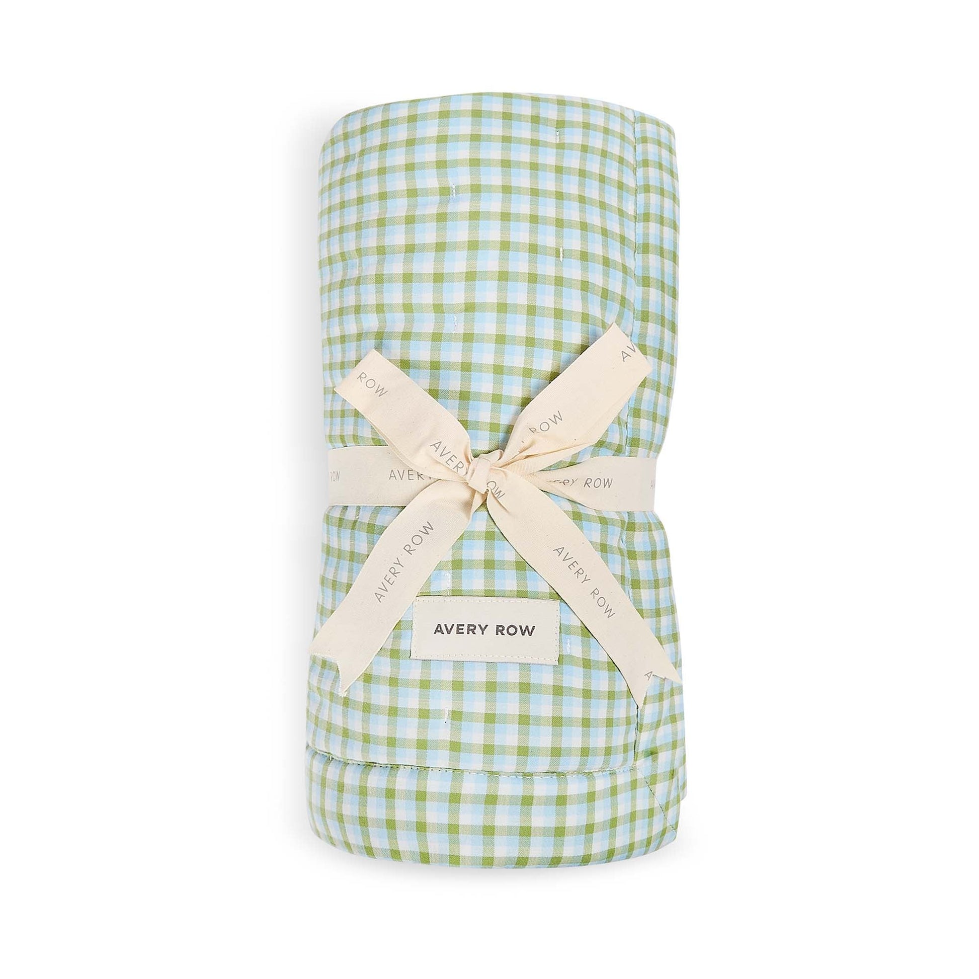 Avery Row Organic Quilted Single Bedspread - Greenhouse Gingham