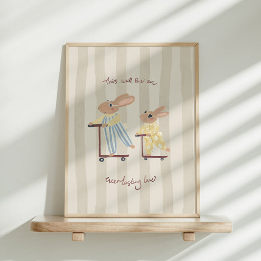 Lion & The Pear Everlasting Love - Big Brother Rabbit Art Print