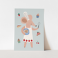Kid of the Village Little Baker Mouse in Blue Art Print