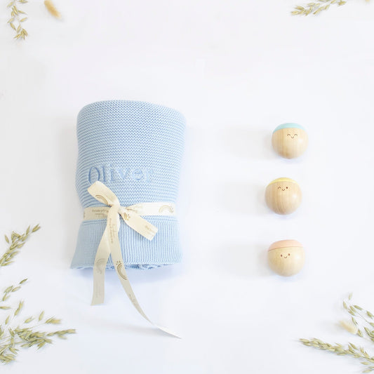 Blanket & Sensory Balls Personalised Baby Gift Set by The Baby Gifting Co.