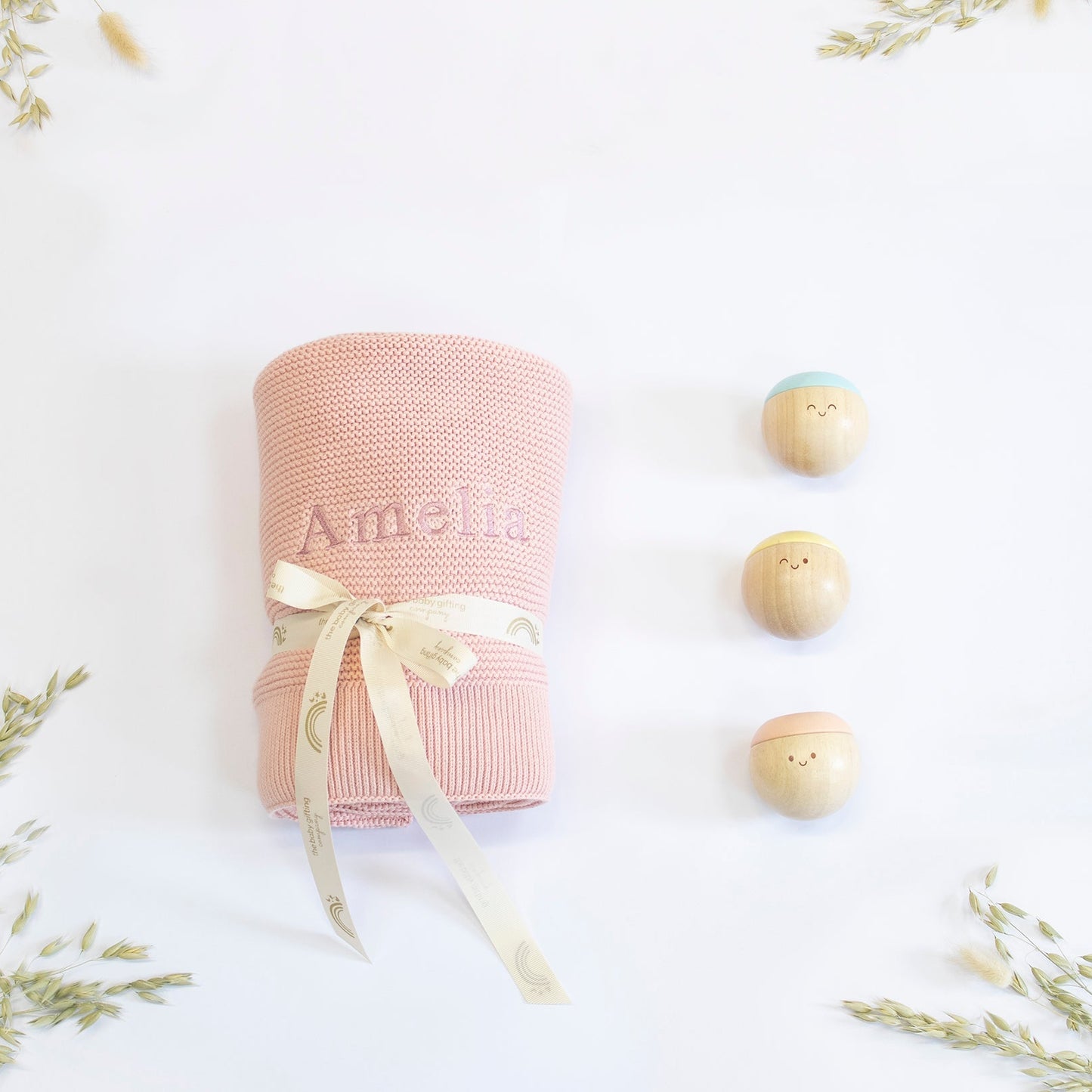 Blanket & Sensory Balls Personalised Baby Gift Set by The Baby Gifting Co.