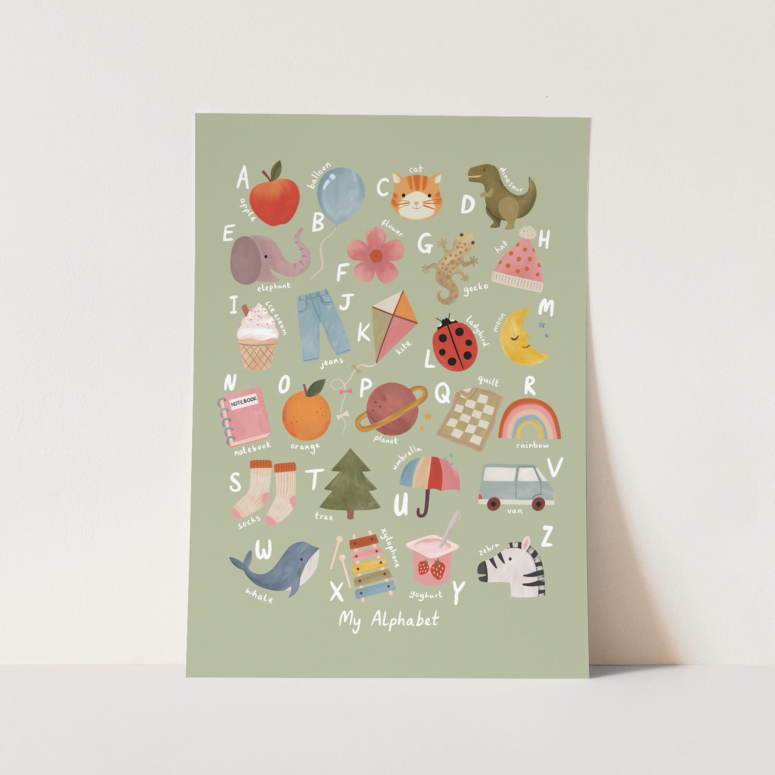 Kid of the Village My Alphabet Art Print - Sage