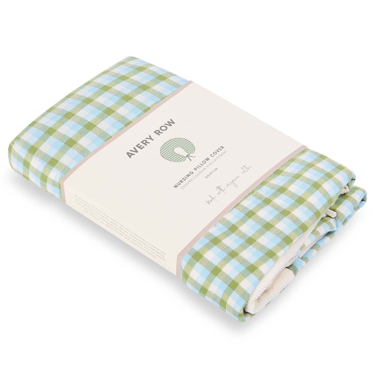 Avery Row Nursing Pillow Cover  - Greenhouse Gingham