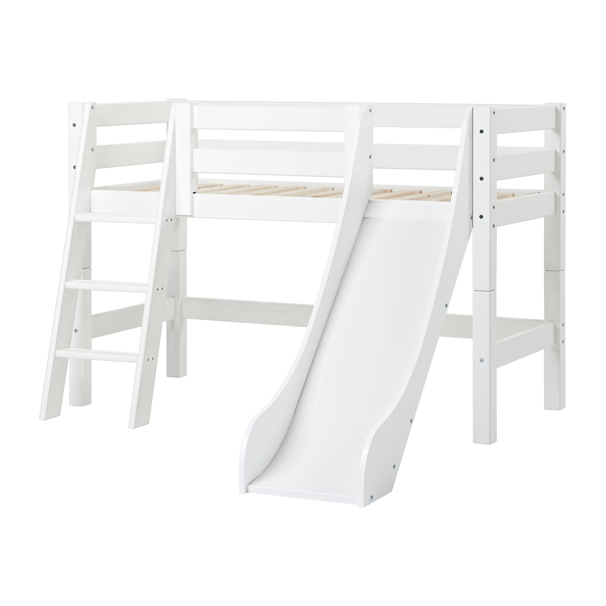 Hoppekids Eco Luxury Mid Sleeper Bed with Slide - White
