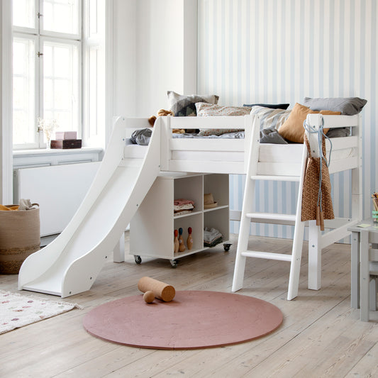 Hoppekids Eco Luxury Mid Sleeper Bed with Slide - White