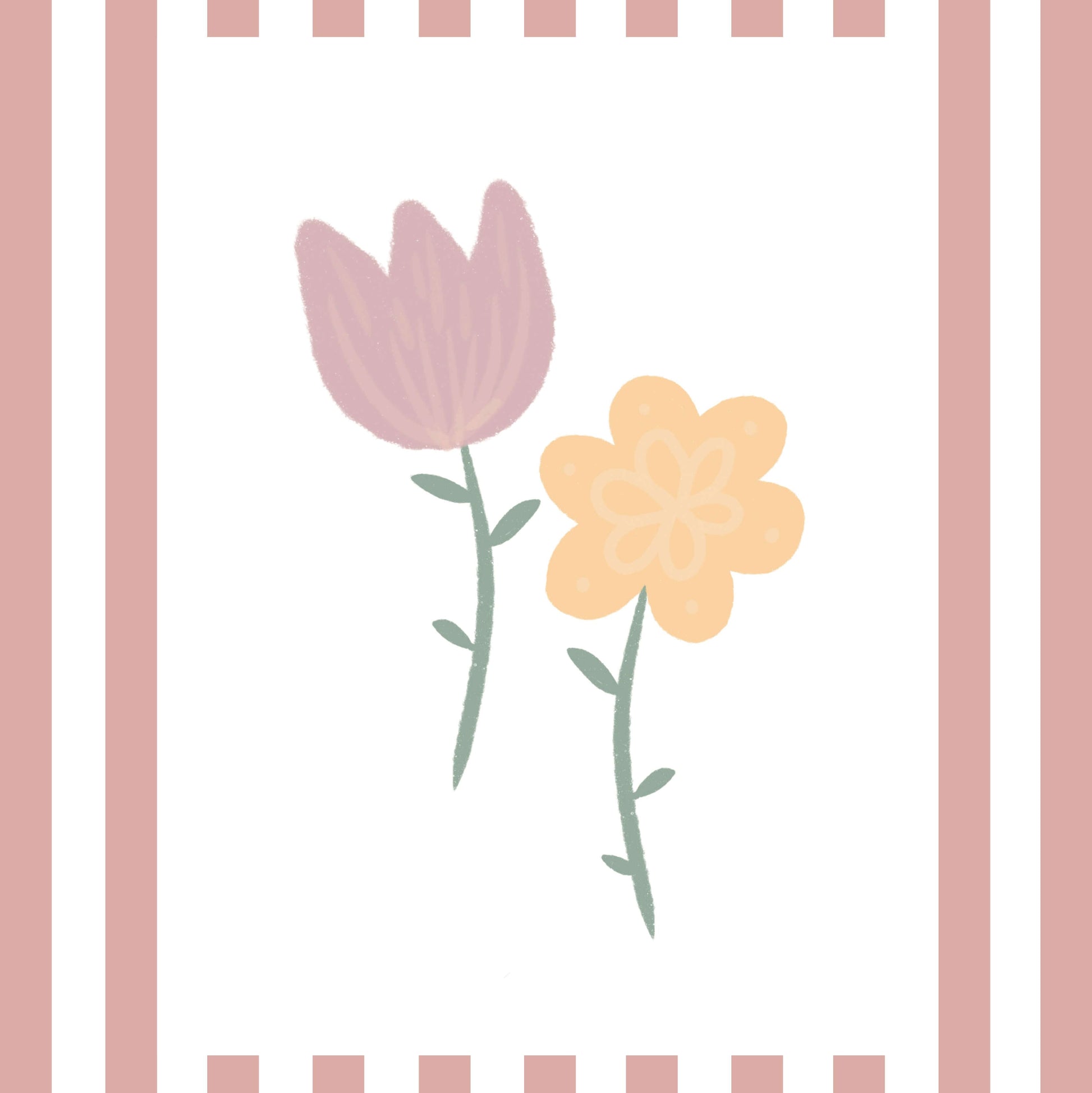 The Little Jones Flowers Print - Pale Red Stripes