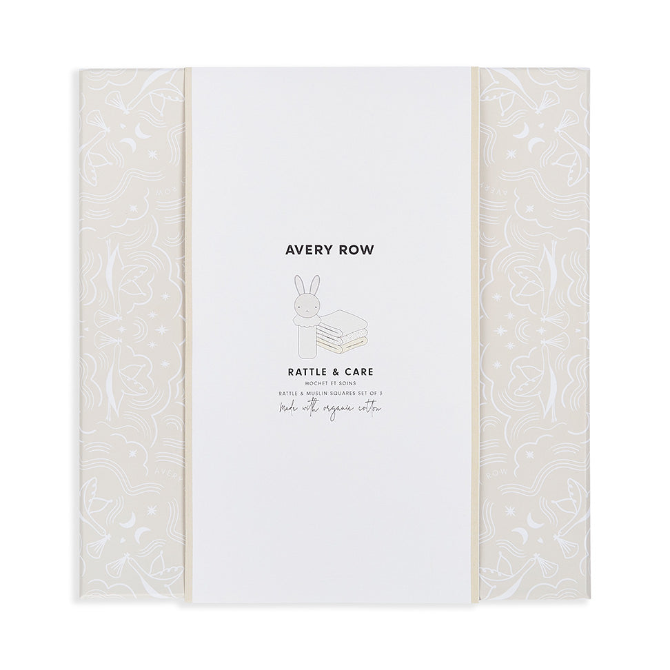 Avery Row Rattle & Care New Baby Gift Set - Chamomile