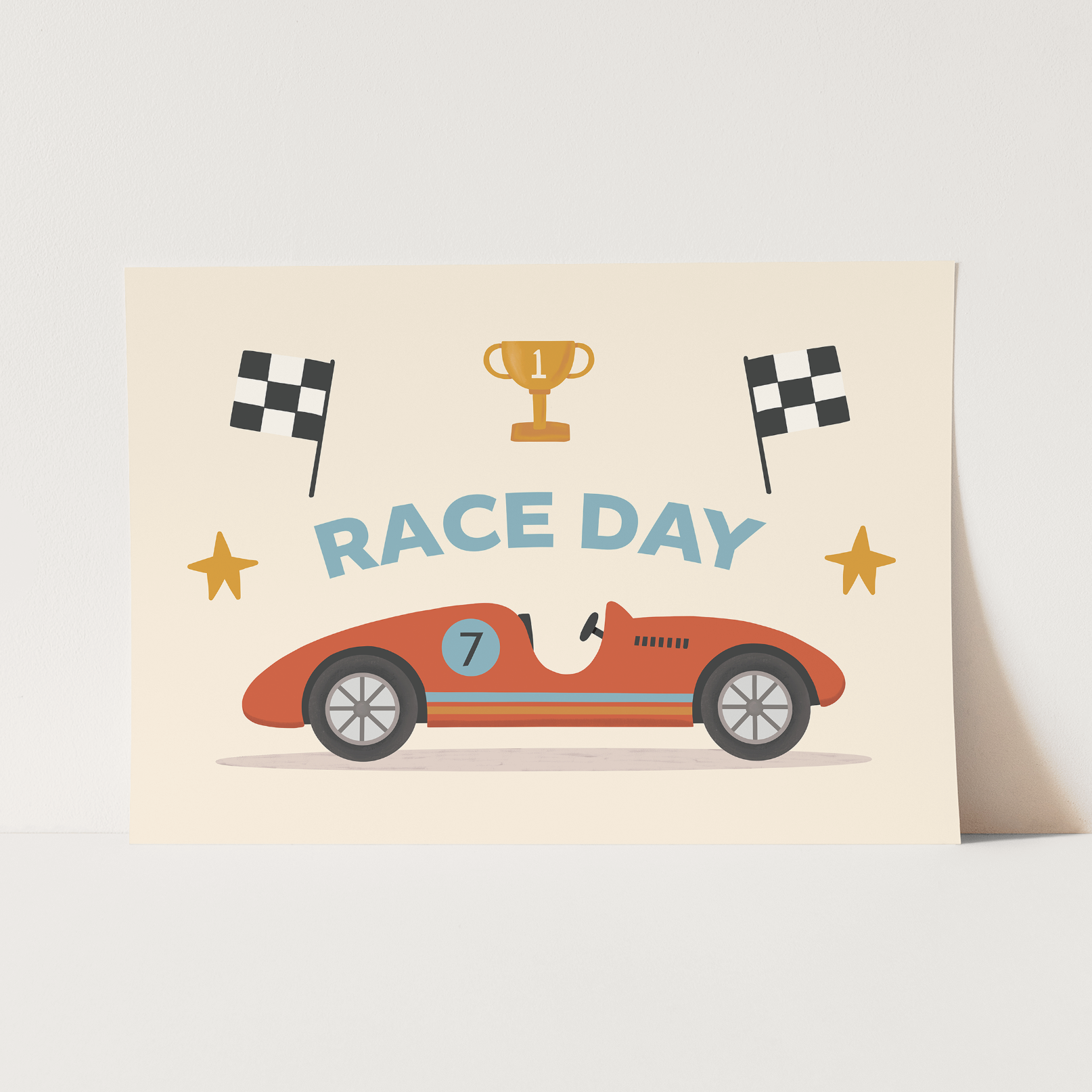 Kid of the Village Race Day Art Print - Red