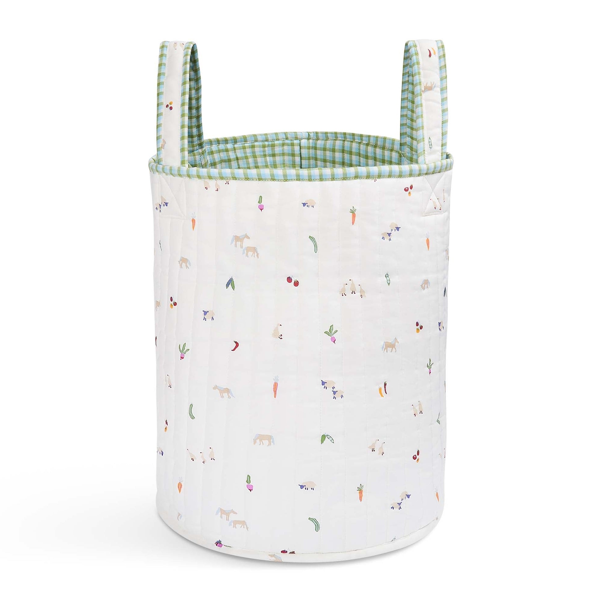 Avery Row Large Quilted Storage Basket - Greenhouse Gingham/Little Farm