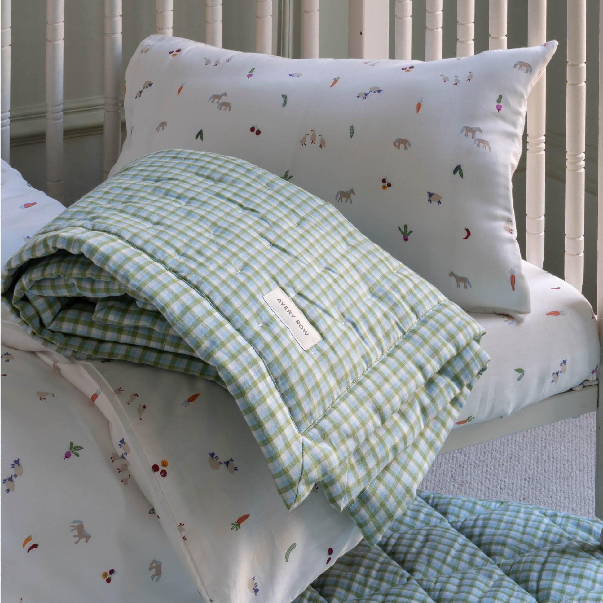 Avery Row Quilted Cotbed Bedspread  - Greenhouse Gingham