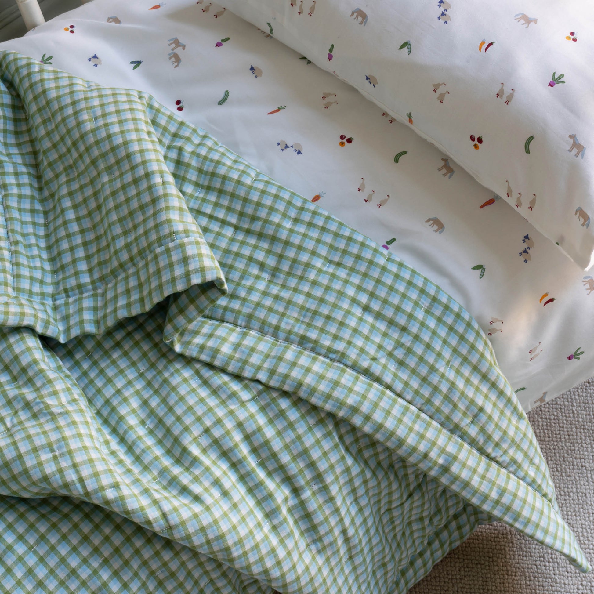 Avery Row Quilted Cotbed Bedspread  - Greenhouse Gingham