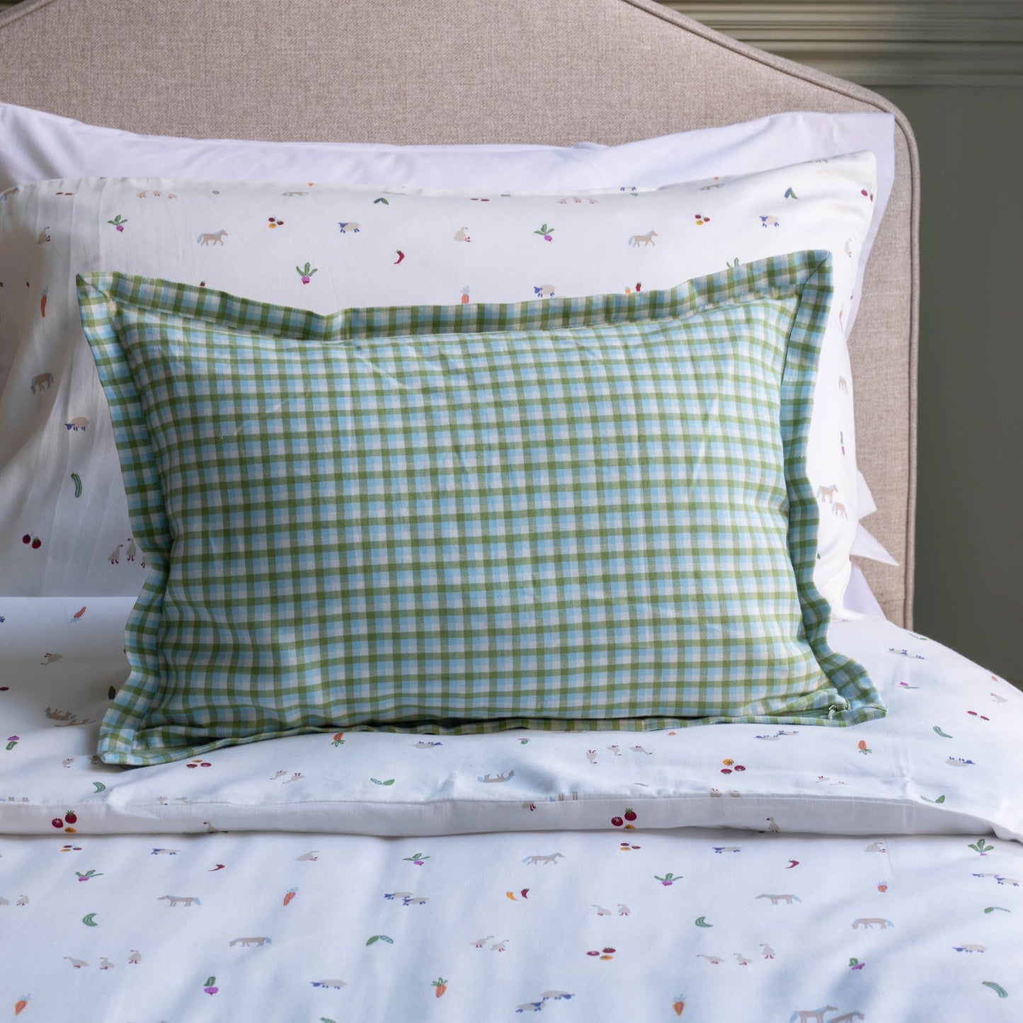 Avery Row Embroidered Linen Scatter Cushion - Little Farm