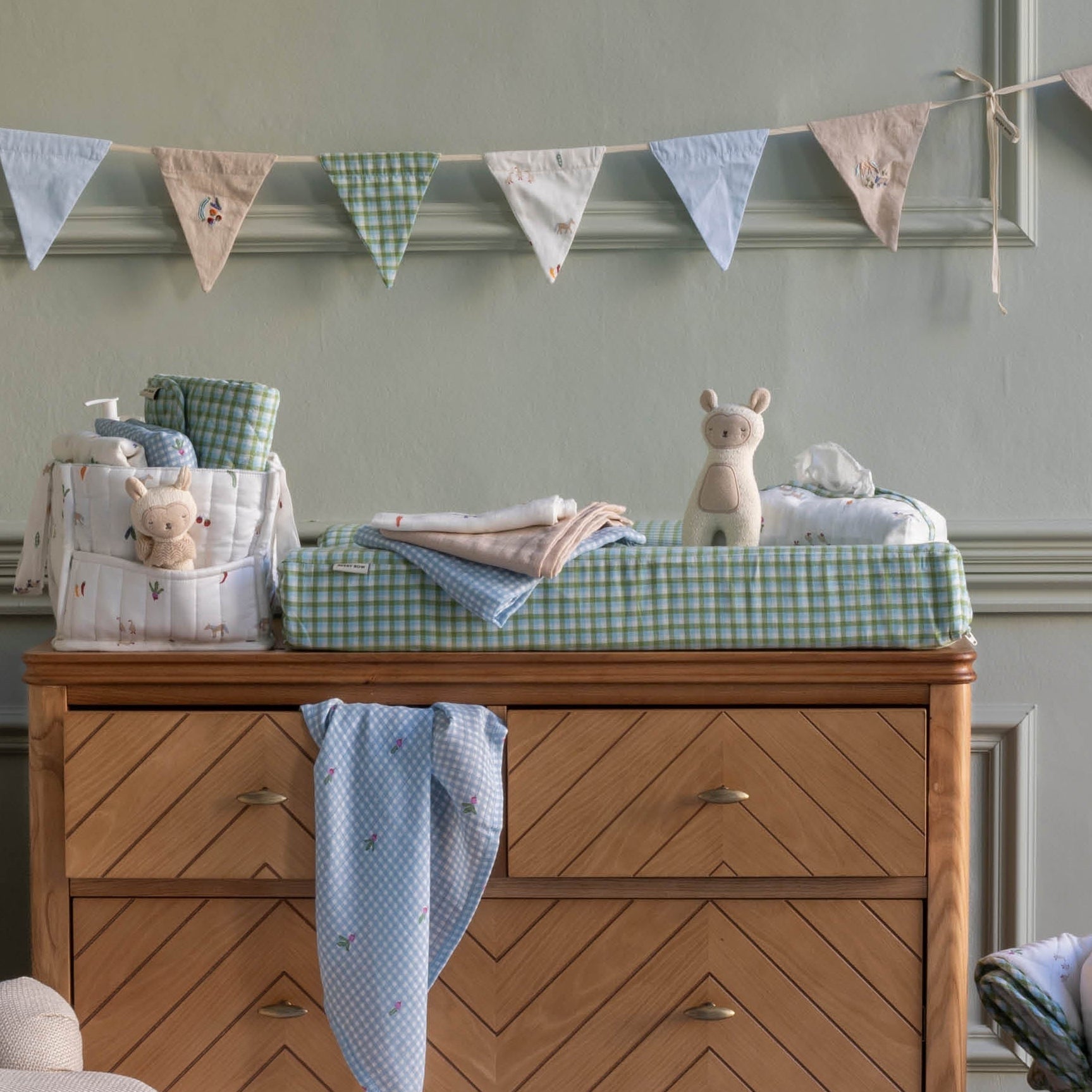 Avery Row Baby Changing Mat - Greenhouse Gingham