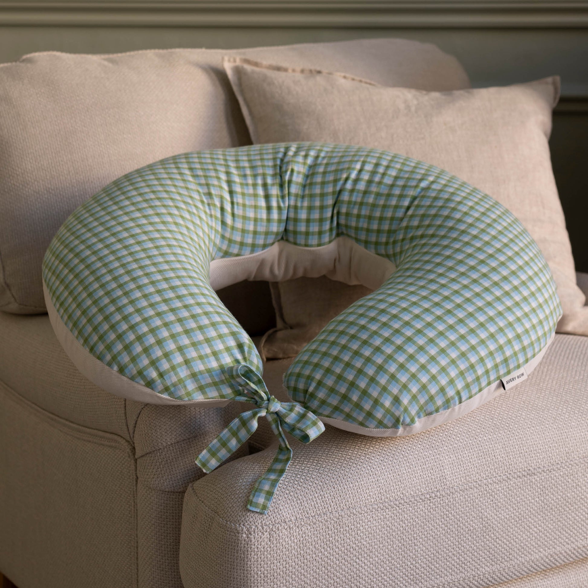 Avery Row Nursing Pillow Cover  - Greenhouse Gingham