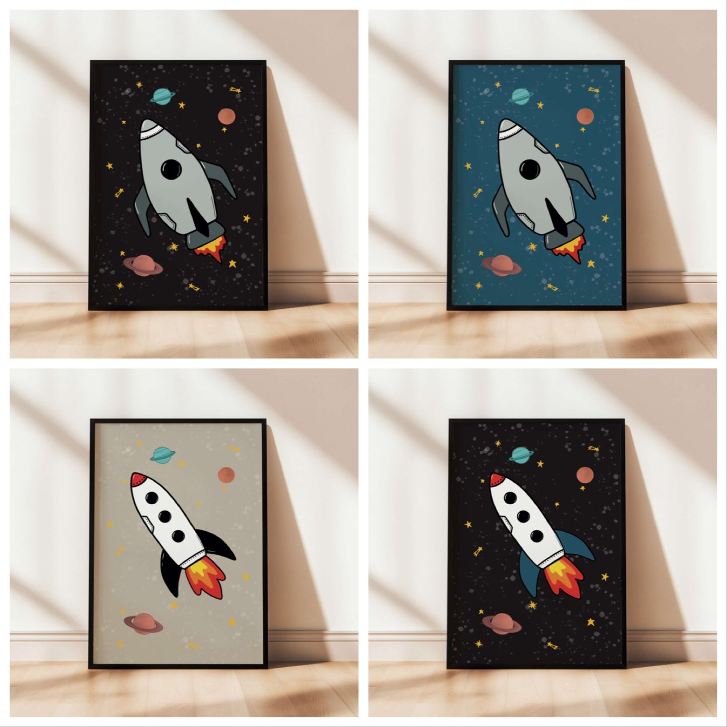 The Little Jones Space Rocket Print - Blue