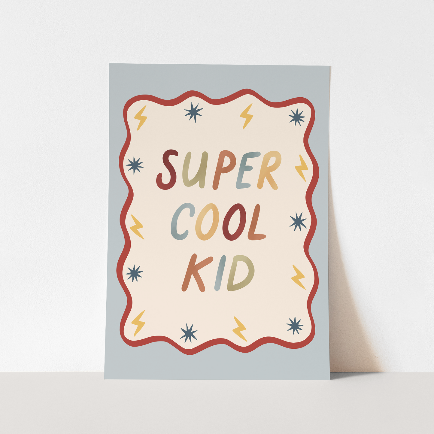 Kid of the Village Super Cool Kid Art Print - Blue