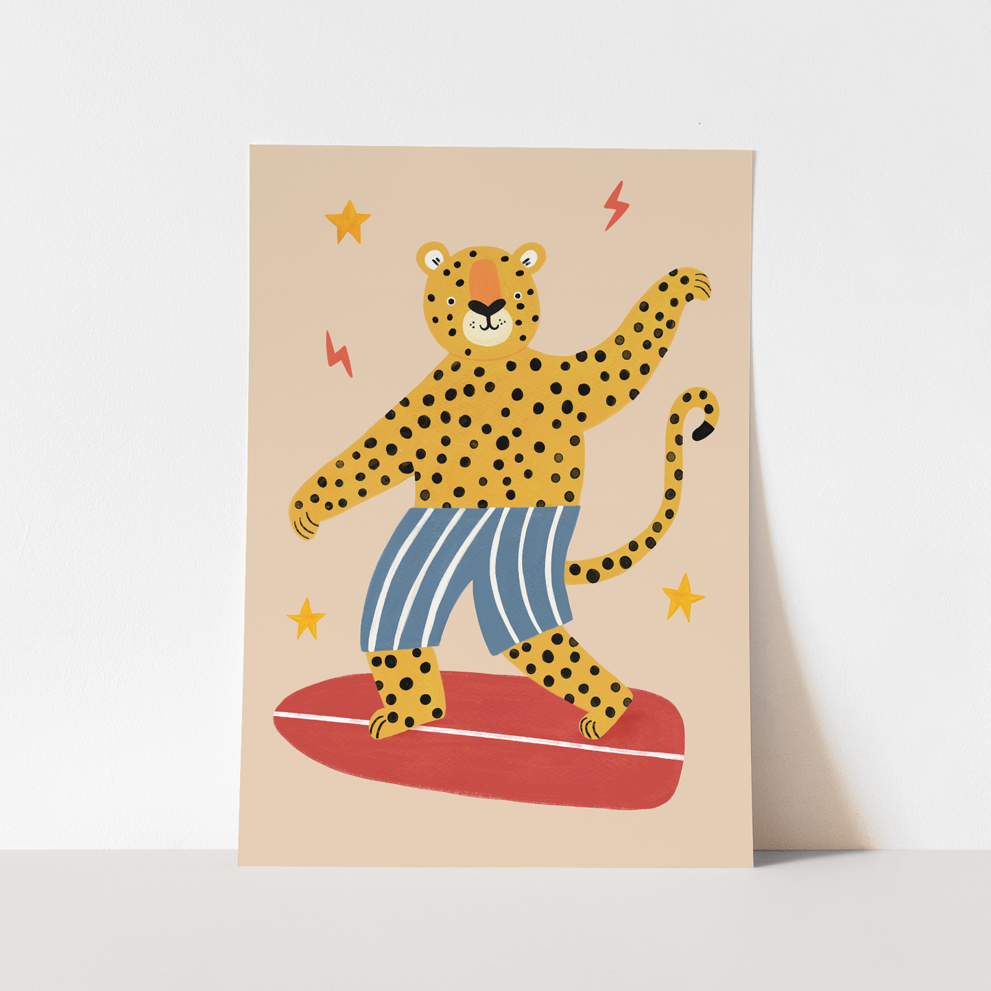 Kid of the Village Surf's Up Leopard Art Print
