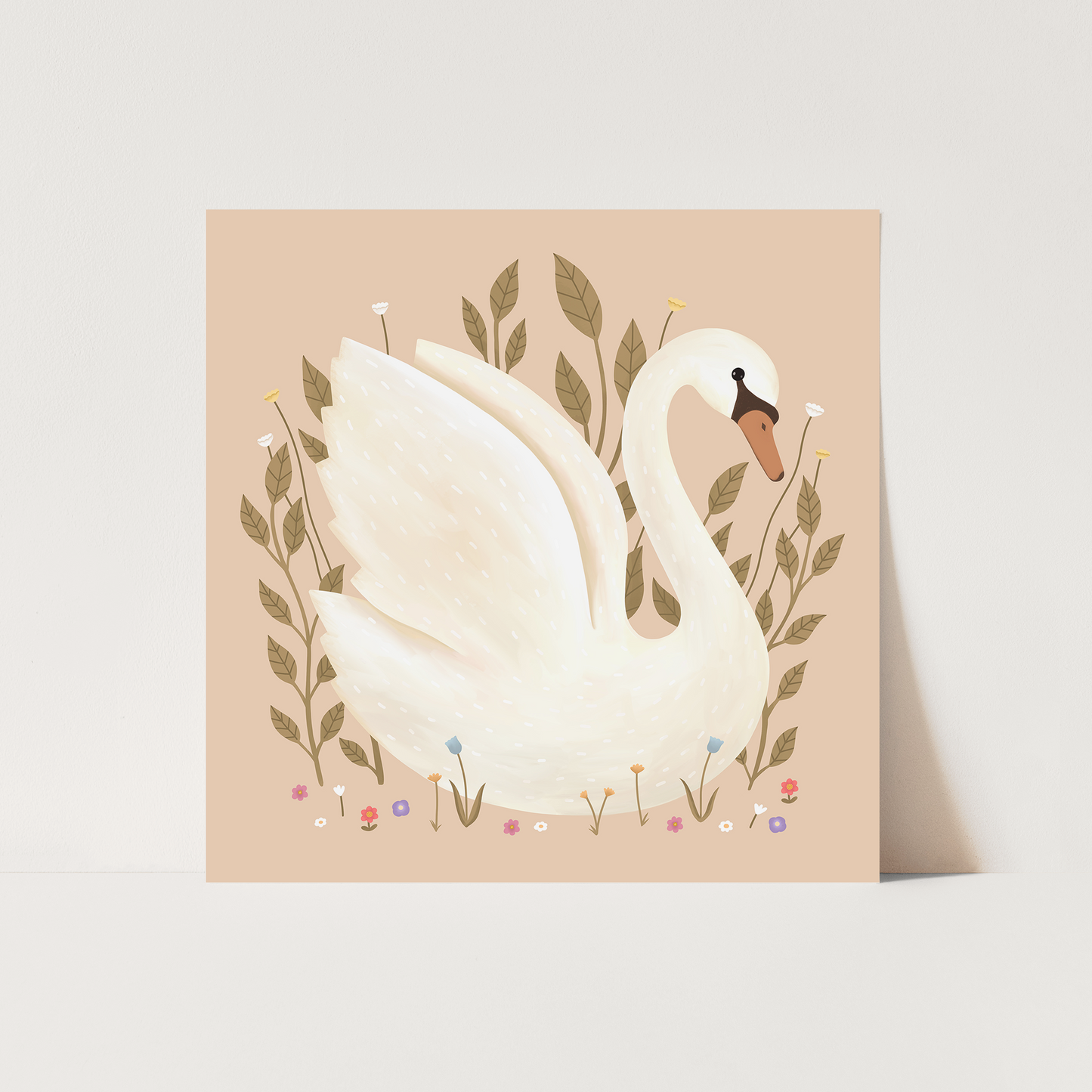 Kid of the Village Swan Art Print - Peach