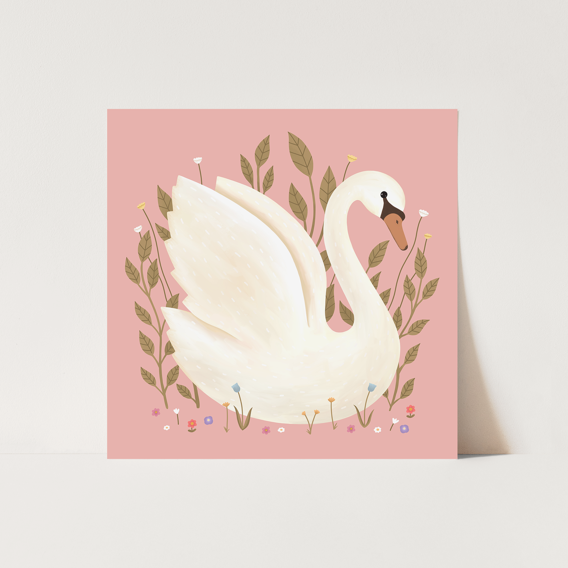 Kid of the Village Swan Art Print - Pink