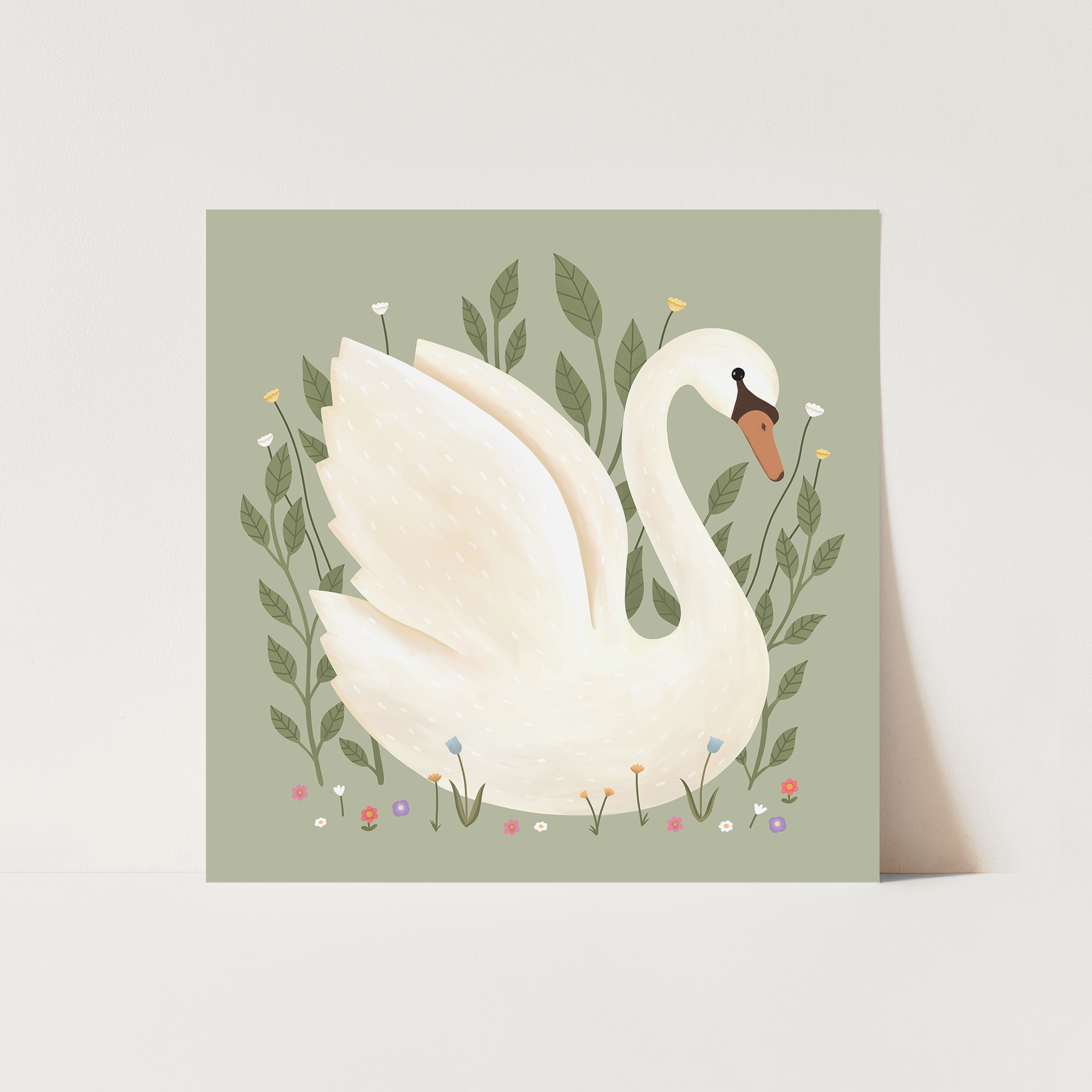 Kid of the Village Swan Art Print - Sage