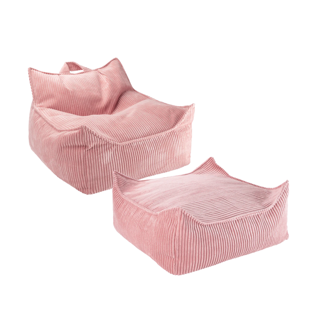 Wigiwama Beanbag Chair & Ottoman Set - Corduroy Pink Mousse