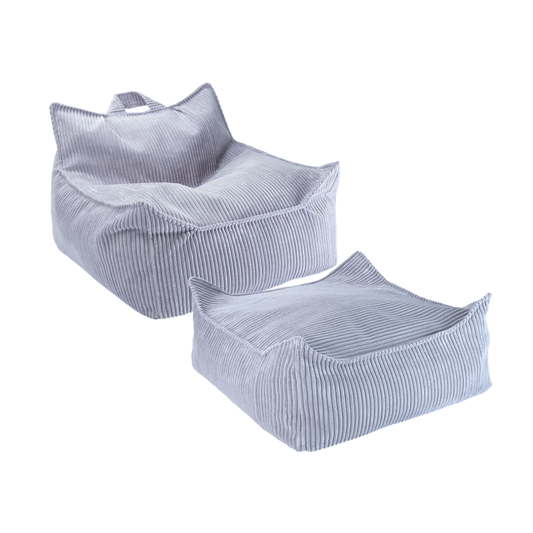 Wigiwama Beanbag Chair & Ottoman Set - Corduroy Blueberry
