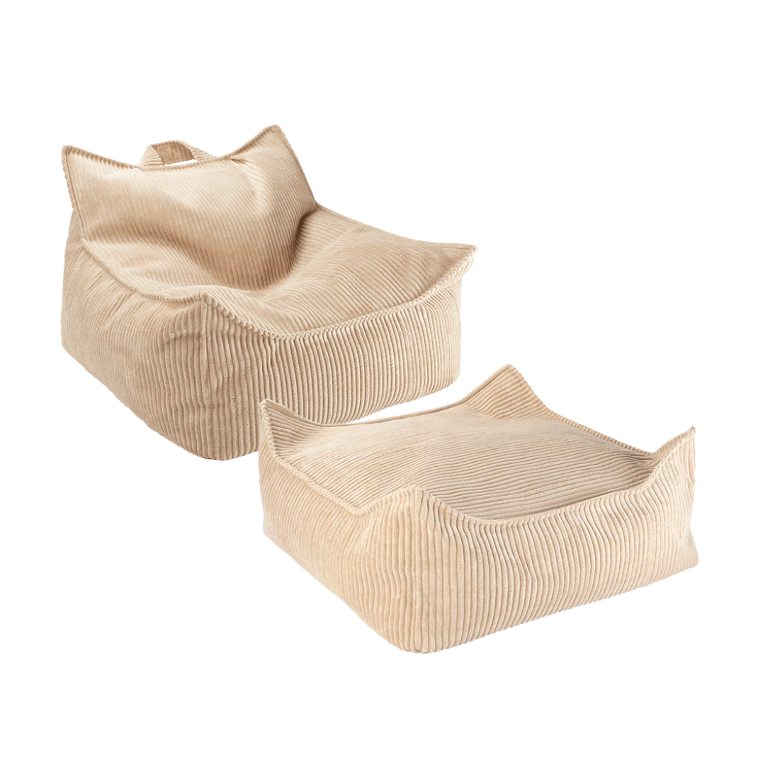 Wigiwama Beanbag Chair & Ottoman Set - Corduroy Brown Sugar