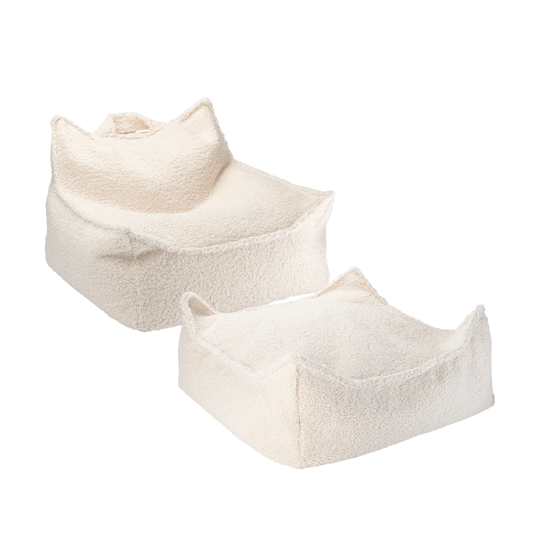 Wigiwama Beanbag Chair & Ottoman Set - Cream