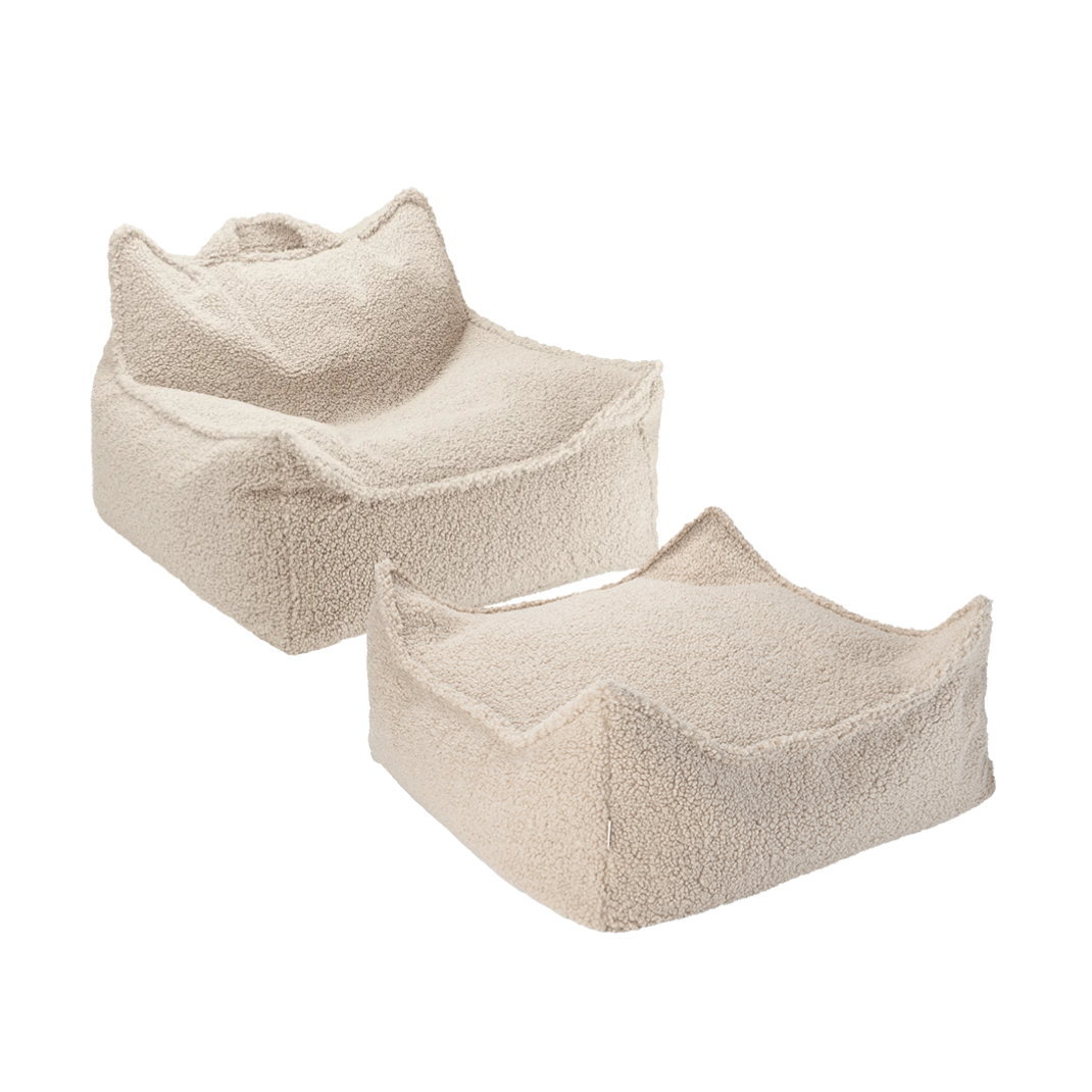 Wigiwama Beanbag Chair & Ottoman Set - Biscuit
