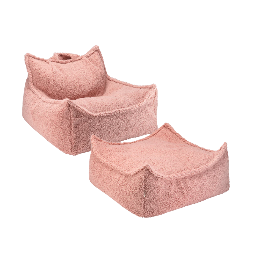 Wigiwama Beanbag Chair & Ottoman Set - Guava