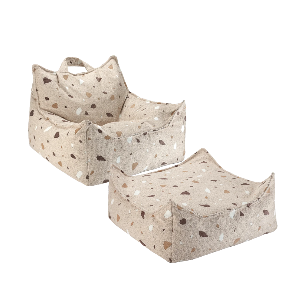Wigiwama Beanbag Chair & Ottoman Set - Terrazzo Sand
