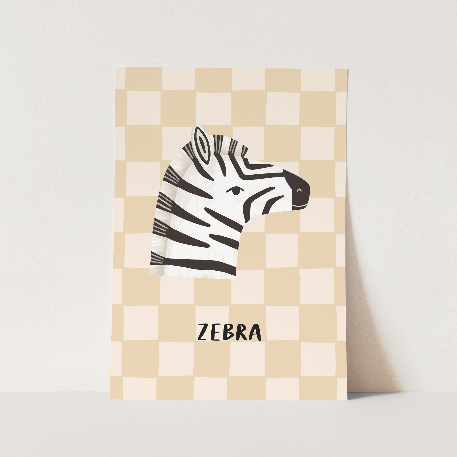 Kid of the Village Zebra Check Art Print - Beige