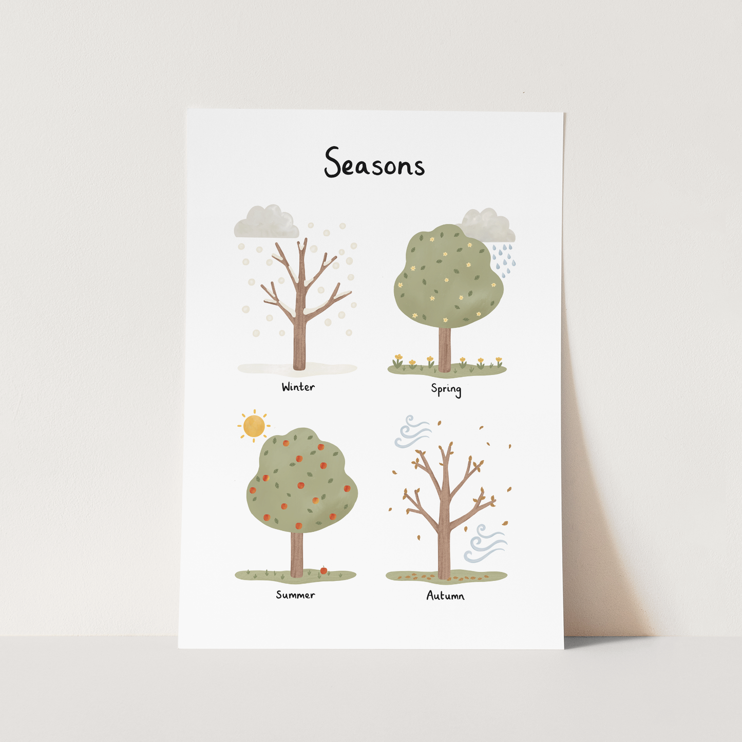 Kid of the Village Seasons Art Print - White
