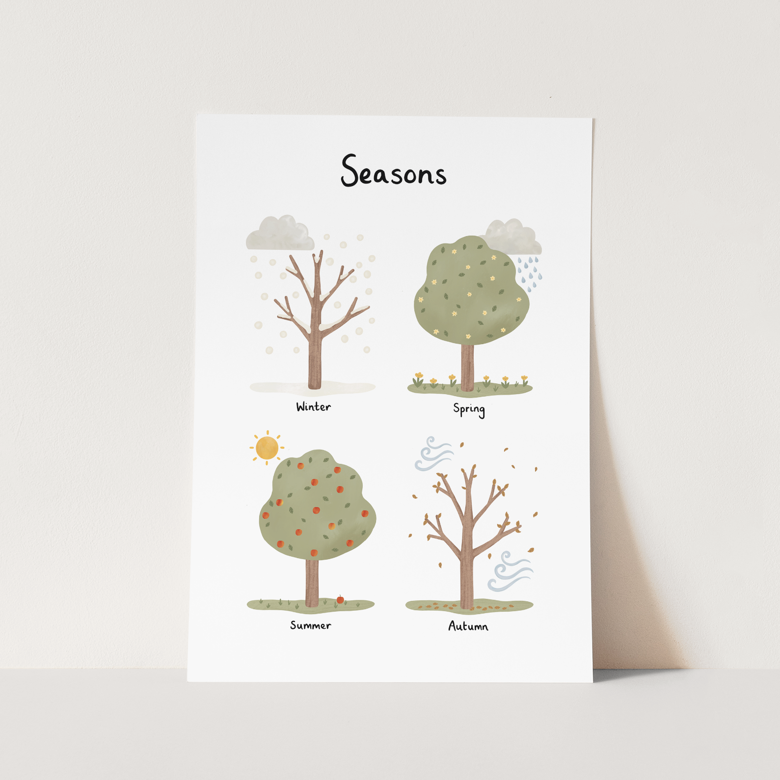 Kid of the Village Seasons Art Print - White